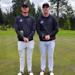 SUBMITTED PHOTO Grays Harbor College golfers Brett (left) and Cole Wasson led the Chokers to a fifth-place finish at an NWAC conference meet on Sunday and Monday in Port Orchard.