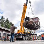 Spin Cycle Photography - Tyler Elliott
According to Tim Quigg, who helped bring the 99-year-old locomotive to Aberdeen, the workers tried to lift it with a 40-ton crane. The crane wasnt strong enough, so they had to bring in a 60-ton crane to do the job in Issaquah.