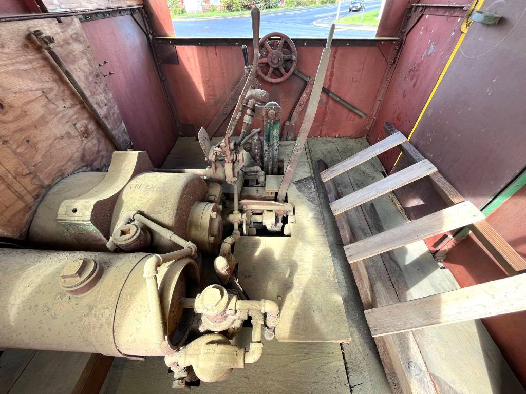 A look at the interior shows the small space the 1925 Rayonier Plymouth No. 23 locomotive allowed. Step carefully, not because of weight restrictions on this piece of machinery that took a 60-ton crane to lift, but there arent many walking lanes inside. (Matthew N. Wells / The Daily World)