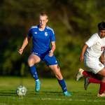 PHOTO BY FOREST WORGUM Elma senior forward Cason Seaberg, left, dribbles away from Hoquiams Gilbert Rodriguez Madrigal (11) during the Eagles 4-0 win on Wednesday in Elma. Seaberg had a hat trick and now has 95 goals in his prep career.