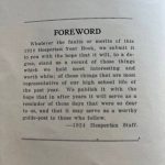 Matthew N. Wells / The Daily World
The foreword within the 1924 Hoquiam High School yearbook, which Connie Parson showed Tuesday from inside Emerson Manors lobby, provides both what the high school staff then was thinking, as well as what Parson and other historians today are thinking as they prepare for Historic Hoquiam Memories this Saturday at noon at Emerson Manor  703 Simpson Ave., in Hoquiam.