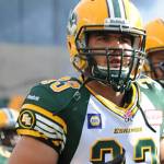 Edmonton Elks
Joel Dublankos cousin Curtis Dublanko runs out of the tunnel for the Edmonton Elks in 2014.