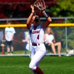 PHOTO BY HAILEY BLANCAS Montesano shortstop Addi Kersker makes a catch during an 8-3 win over Adna on Saturday at Dick Tagman Field in Montesano.