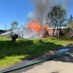 Courtesy Photo / GHFD1
Grays Harbor Fire District 1 responded to a fully involved structure fire on Sunday, preventing its spread to other residences.