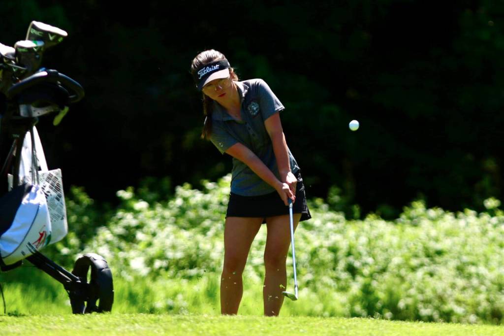 SUBMITTED PHOTO Montesano senior Hailey Blancas shot a 78 in the second round of the 1A District 4 Girls Golf Championships to win the district title on Tuesday at the Tumwater Valley Golf Course.