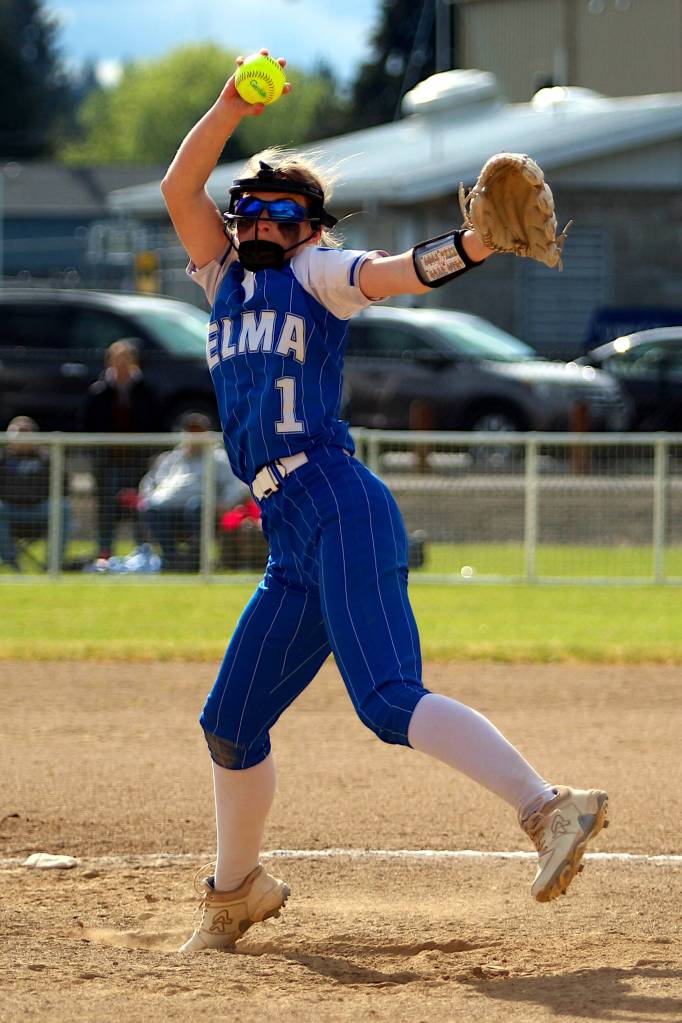 RYAN SPARKS | THE DAILY WORLD Elma freshman pitcher Ashlynn Weld pitched a complete game in an 8-5 win over Hoquiam in the 1A District 4 Tournament on Saturday at Fort Borst Park in Centralia.