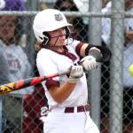 PHOTO BY SHAWN DONNELLY Montesano second baseman Alyssa Maldonado connects with a pitch during a 1A State Tournament game this past weekend in Richland.