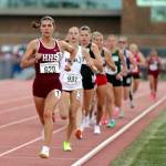 SUBMITTED PHOTO Hoquiams Jane Roloff (620) leads Montesanos Haley Schweppe (931) and the rest of the field during a race at the WIAA 1A State Championships this past weekend at Eisenhower High School in Yakima.