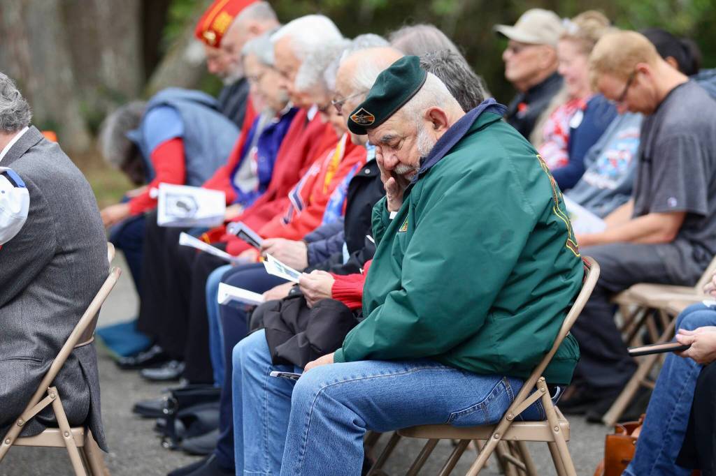Many veterans and residents gathered for a Memorial Day ceremony at Fern Hill Cemetery Monday. (Michael S. Lockett / The Daily World)