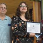 Matthew N. Wells / The Daily World
Macie Leach, center, an eighth grader from Miller Junior High who will soon attend Aberdeen High School, won second place in the VFW Red, White and Blue Scholarship Contest. Leach took home $100 in cash and a wood plaque for her mastery of The Star Spangled Banner. Barbara Dyer, president of VFW Post 224, left, stands proudly with Anthony Magri, post commander for VFW Post 224. This is Leachs second VFW award in the past nine months. Leach won the VFWs National Lifesaving Award in September 2023 for saving a man whose canoe had tipped over and left him struggling to stay afloat, tangled in vegetation, according to The Daily World.