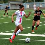 RYAN SPARKS | THE DAILY WORLD Former Aberdeen standout and Grays Harbor Gulls forward Marina Marll pushes the ball forward during a 6-0 loss to Washington Premier Legends on Saturday at Stewart Field in Aberdeen.