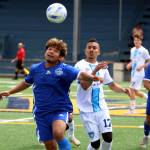 RYAN SPARKS | THE DAILY WORLD Grays Harbor Gulls midfielder Irvin Vincente (17) battles for possession during a 3-2 loss to Twin City Union on Sunday at Stewart Field in Aberdeen.