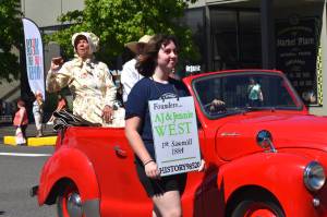Matthew N. Wells / The Daily World
People from Friends of the Aberdeen Museum of History dress in period clothes to represent AJ and Jennie West, who built the first sawmill, to celebrate Aberdeen Founders Day.