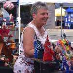 Matthew N. Wells / The Daily World
Karen Kidney, of Longview, owns Found Treasures. She was selling gnomes with NFL and MLB material. Kidney could be heard telling a customer who was perusing her merchandise, I try to make everybody happy, thats what I do.