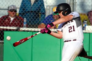 RYAN SPARKS | THE DAILY WORLD Montesanos Ryker Chatham collects a base hit during an 8-1 win over Larch Mountain in the 9-11 Division District 3 championship game on Friday in Montesano.