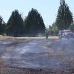 Michael S. Lockett / The Daily World
A grass fire swept close to a farm south of Elma on Saturday before being stopped.