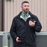 Matthew N. Wells / The Daily World
Nick Bird, engineer for the city of Aberdeen, was the keynote speaker during Tuesday afternoons Fry Creek Pump Station ribbon-cutting ceremony. Bird spoke about the history of flooding throughout Grays Harbor County.