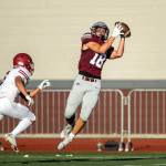 PHOTO BY FOREST WORGUM 
Montesano receiver Mason Rasmussen makes a catch during the Montesano Jamboree on Aug. 30. Montesano opens the season by hosting La Center at 7 p.m. on Friday.