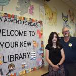 Matthew N. Wells / The Daily World
Ezri Carroll and her grandfather, Richard Rocky Carroll, pose for a photo in front of much of Ezris hard work inside McDermoth Elementary School. She spent many hours this summer in order to complete her Aberdeen High School senior project.
