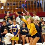 RYAN SPARKS | THE DAILY WORLD Aberdeen libero Sophie Knutson performs a jump serve during a 3-0 loss to Hoquiam on Thursday in Hoquiam.