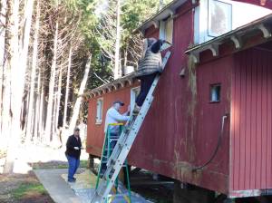 Museum of the North Beach photos
Volunteers paint the Museum of the North Beachs 1912 Northern Pacific Railway caboose.