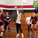 PHOTO BY VAN ADAM DAVIS Ocosta libero Noel Cuzdey (1) recorded 39 digs, a school record for digs in a match, to lead the Wildcats to a 3-1 win over North Beach on Wednesday in Westport.
