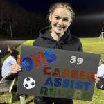 SUBMITTED PHOTO Ocosta senior midfielder Kylee Denny broke a school record with the 39th assist of her prep career in a 10-0 win over Ilwaco on Monday in Ilwaco.