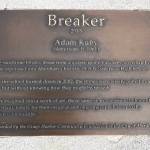Matthew N. Wells / The Daily World
This plaque on the Breaker structure describes how it was made in 2013 and why it was made.