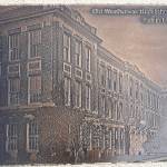 Matthew N. Wells / The Daily World
A plaque showing the old Weatherwax High School, the school burned down in 2002, is affixed to the Breaker structure that lies along the Simpson Avenue bend.