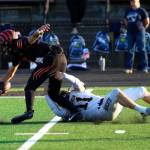 RYAN SPARKS | THE DAILY WORLD Aberdeen linebacker Riley Wixson (11) tackles a Centralia player in the backfield during a 40-0 victory over Centralia on Saturday in Centralia.