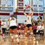 PHOTO BY FOREST WORGUM Montesanos Karissa Otterstetter (5) sets the ball during a 3-0 win over Hoquiam on Thursday at Hoquiam Square Garden.