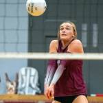 PHOTO BY FOREST WORGUM 
Montesano senior Kaila Hatton digs the ball during the Bulldogs 3-0 victory over Rochester on Tuesday in Montesano.