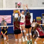 RYAN SPARKS | THE DAILY WORLD Aberdeen senior Lilly Camp (12) puts up a shot against W.F. West during a 3-0 victory on Tuesday at Aberdeen High School.