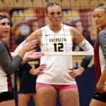 RYAN SPARKS | THE DAILY WORLD Aberdeen senior Lilly Camp (12) stares down the W.F. West side during a 3-0 victory on Tuesday at Aberdeen High School.