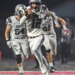 PHOTO BY FOREST WORGUM 
Montesano hopes to have receiver Toren Crites, seen here in a file photo, available when the Bulldogs host Colville in a 1A State first-round playoff game on Saturday.