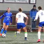 RYAN SPARKS | THE DAILY WORLD Elma midfielder Mia Monroe (3) surveys the Rochester defense during a 2-0 victory in a 1A District 4 elimination game on Saturday in Montesano.