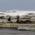 Barbara A. Smith / For The Daily World
A couple from Tacoma didnt know the king tides were happening. They just wanted to take a cold plunge on Saturday in Ocean Shores.