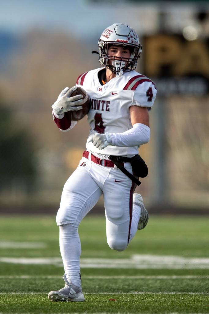 PHOTO BY FOREST WORGUM 
Montesano junior running back/defensive back Zach Timmons, seen here in a file photo, and his Bulldogs teammates will take on Seton Catholic in a 1A State semifinal matchup on Saturday in Vancouver.