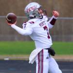 DAILY WORLD FILE PHOTO 
Montesano junior quarterback Tyson Perry throws downfield during a win over La Center on Nov. 23. The Bulldogs will face Seton Catholic in a 1A State semifinal matchup on Saturday in Vancouver.
