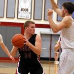 RYAN SPARKS | THE DAILY WORLD Ocosta guard Kayden Turner (14) scored a game-high 18 points in a 55-39 win over Hoquiam on Thursday at Hoquiam Square Garden.