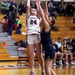 PHOTO BY HAILEY BLANCAS Montesano junior forward Jillie Dalan (24) scored a game-high 22 points in the Bulldogs 40-23 victory on Friday in Montesano.
