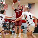 PHOTO BY FOREST WORGUM
Hoquiam's Joey Bozich (4) puts up a jump shot during a 57-41 loss to Tenino on Friday at Tenino High School.