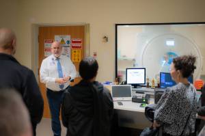 Harbor Regional Health photos
Diagnostic Imaging Director Randy Holeman discusses details of the project and answers questions from members of the public who attended the ribbon cutting.