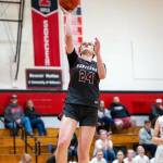 PHOTO BY FOREST WORGUM Montesano forward Jillie Dalan scores two of her 18 points in a 61-15 victory over Tenino on Monday in Tenino.