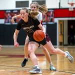 PHOTO BY FOREST WORGUM Montesano point guard Tieander Olson scored 19 points to lead the Bulldogs in a 61-15 win on Monday in Tenino.