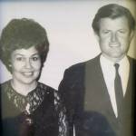 Helen Sanders poses for a photo with Ted Kennedy.