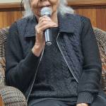 Julie McDonald / For The Chronicle
Helen Sanders answers questions during a St. Helens Club meeting in Chehalis in January 2024.