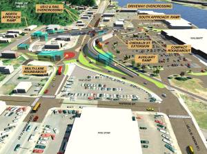 Aberdeen City Council images
The Chehalis Street Overcrossing conceptual design rendering from the 2021 Planning Memorandum (with labels added).