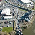 Looking east during a railway traffic jam