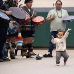 Photos by Amiran White
A youngster gets into the rhythm and spirit of the occasion at the Winter Gathering of the Chinook Indian Nation. The Bay Center-based tribe conducts some major events in Clatsop County, part of their hereditary territory.